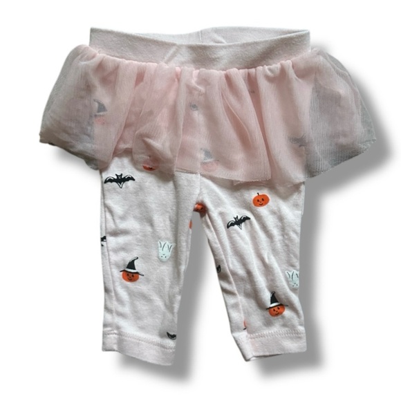 Pink Halloween Tutu Leggings Combo Carters Girls Size 3 Months Pumpkins Ghosts - Picture 1 of 9
